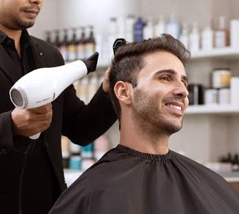 Beard grooming session in progress